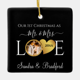 1st Christmas as Mr Mrs Newlyweds Holiday Ceramic Ornament