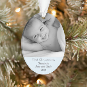 1st Christmas Aunt Uncle from Nephew Name Photo Ornament