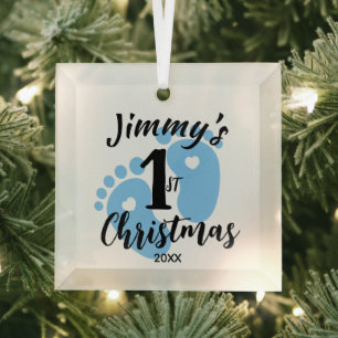 1st Christmas Baby Footprint Personalised Ornament