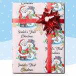 1st Christmas Baby Girl's Name Santa Claus Wrapping Paper<br><div class="desc">Baby's Personalise Name 1st Christmas Santa Claus Wrapping Paper</div>