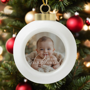 1st Christmas Baby Photo  Ceramic Ball Christmas Ornament