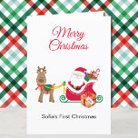 1st Christmas Baby's Personalise Name Santa Claus Holiday Card<br><div class="desc">Santa Claus Add Child's Name - 1st Christmas Card</div>