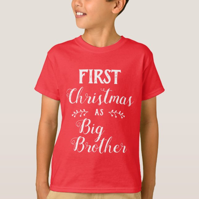 1st Christmas big brother family matching white T-Shirt (Front)
