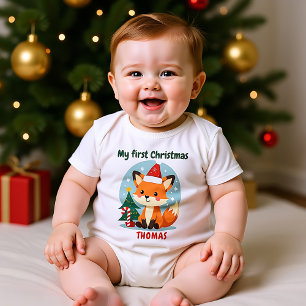 🎄1st Christmas, custom text, Candy Cane Cub Baby Bodysuit