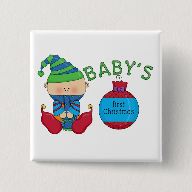 1st Christmas Elf Tshirts and Gifts 15 Cm Square Badge (Front)
