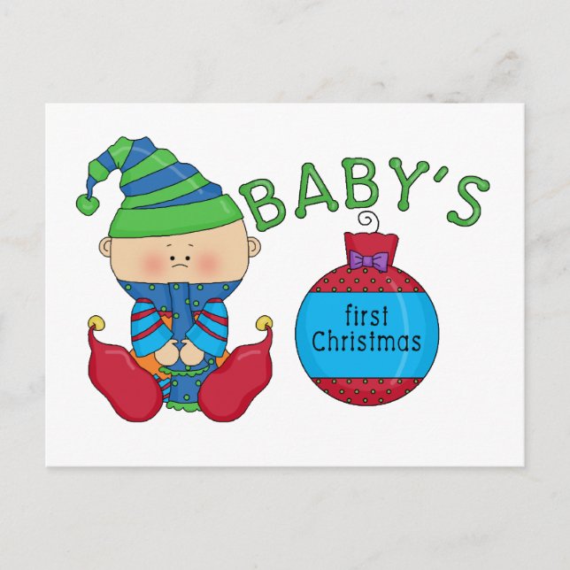 1st Christmas Elf Tshirts and Gifts Holiday Postcard (Front)