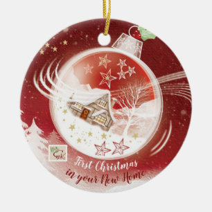 1st Christmas, Family New Home in Bauble, Ceramic Ornament