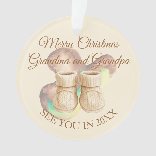 1st Christmas Grandma & Grandpa - Baby Booties Ornament (Front)