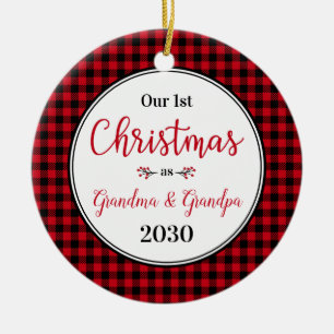 1st Christmas Grandma Grandpa Photo Ceramic Ornament
