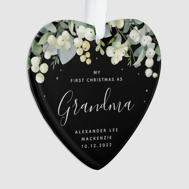 1st Christmas Grandparent/Any Relative Photo Heart Ornament (Front)