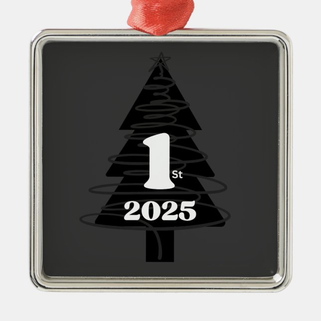 1st Christmas Grey Metal Ornament (Front)