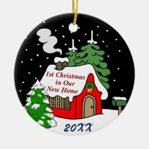 1st Christmas in New Home Ceramic Ornament