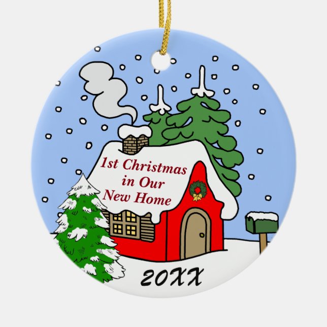 1st Christmas in New Home Ceramic Tree Decoration (Front)