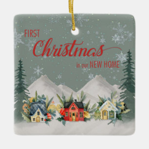 1st Christmas in New Home Winter Village Ceramic Ornament