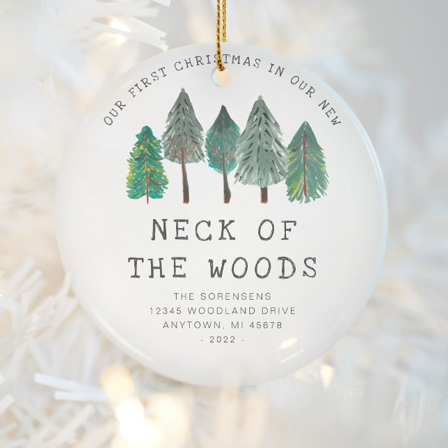 1st Christmas in New Neck of the Woods Rustic Ceramic Ornament (Creator Uploaded)