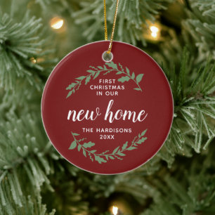 1st Christmas In Our New Home Personalised Laurels Ceramic Ornament