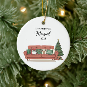 1st Christmas Married 2025 Cute Cosy Couch Newly Ceramic Ornament
