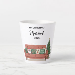 1st Christmas Married 2025 Cute Cosy Couch Newly Latte Mug