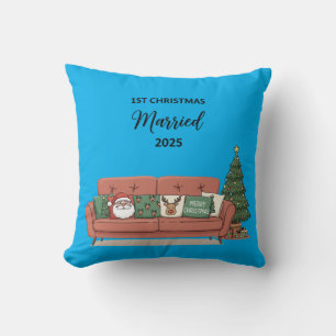 1st Christmas Married 2025 Cute Cozy Couch Newly Cushion