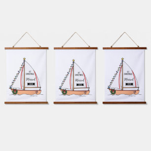  1st Christmas Married 2025   Cute Nautical  Hanging Tapestry