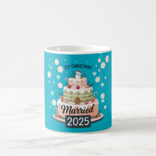 1st Christmas Married 2025   Festive Holiday Cake  Coffee Mug
