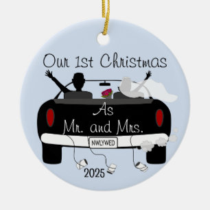 1st Christmas Married Couple Ceramic Ornament