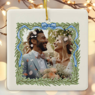 1st christmas married festive photo ceramic ornament