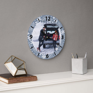 1st Christmas Merry Married Quote Photo Large Clock