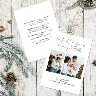 1st Christmas Mummy Daddy 2 Photos Birth Announce Holiday Card