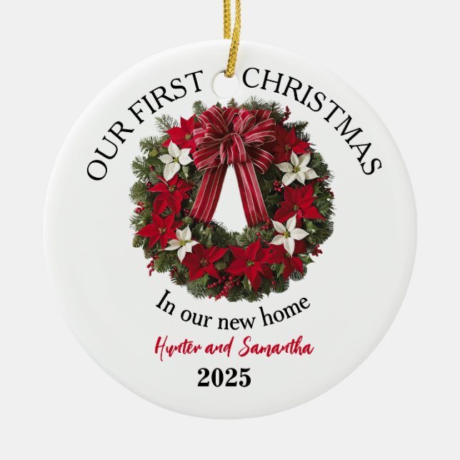 1st Christmas New Home Personalised Ornament (Front)