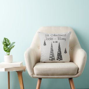 1st Christmas Newlyweds Festive Christmas Trees Cushion
