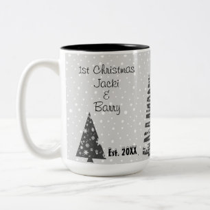 1st Christmas Newlyweds Festive Christmas Trees Two-Tone Coffee Mug