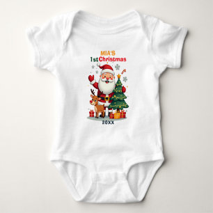 1st Christmas, own text, Santa’s Sweetest Sidekick Baby Bodysuit
