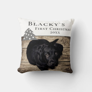 1st Christmas Puppy Pet Tree Photo Christmas Cushion