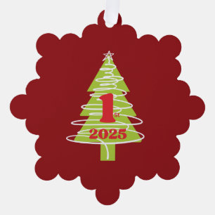 1st Christmas Red Tree Decoration Card