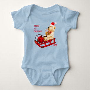 1st Christmas Teddy Bear Jersey Bodysuit
