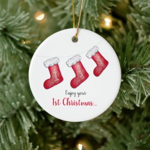 1st Christmas with new baby Ceramic Ornament