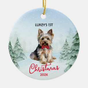 1st Christmas Yorkshire Terrier Yorkie Dog  Ceramic Ornament