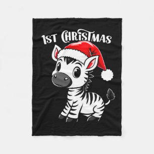 1st Christmas Zebra Cute Animal Holiday Season  Fleece Blanket