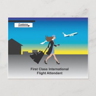 1st Class International Flight Attendant Postcard