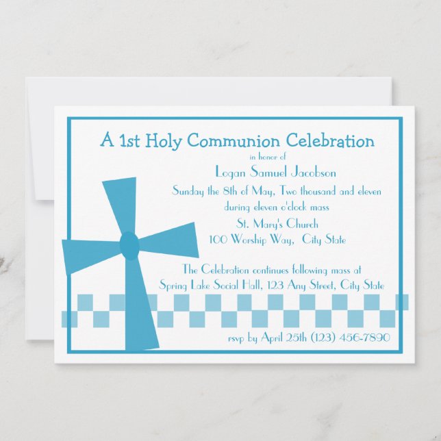 1st Communion Cross Invitation (Front)