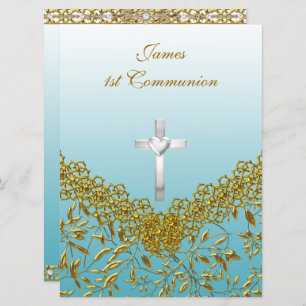 1st Communion Party Invitation blue