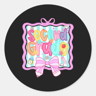 1st Day Of 2nd Grade Preppy Classic Round Sticker