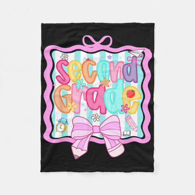 1st Day Of 2nd Grade Preppy  Fleece Blanket (Front)