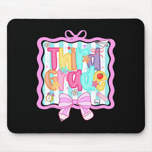 1st Day Of 3rd Grade Preppy Ck To School Third Gra Mouse Pad (Front)