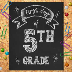 1st Day of 5th Grade, First Day Back to School Photo Print