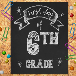 1st Day of 6th Grade, First Day Back to School Photo Print