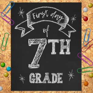 1st Day of 7th Grade, First Day Back to School Photo Print