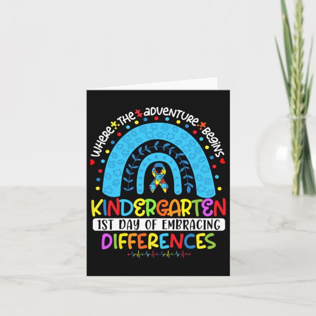 1st Day Of Embracing Differences Kindergarten Auti Card (Front)