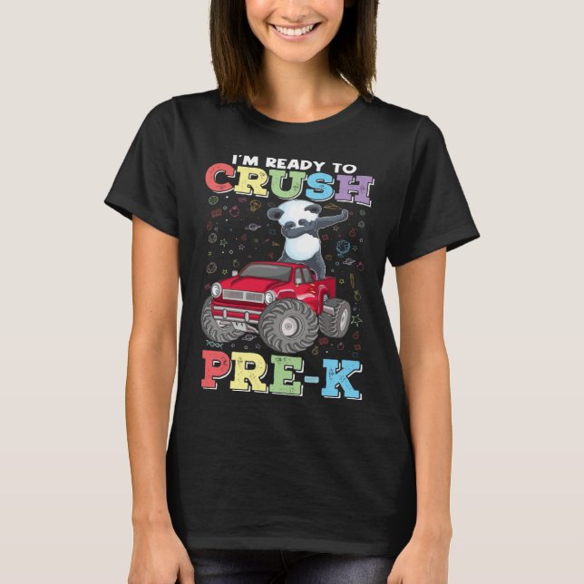 1st day of Pre K Dabbing Panda Monster Truck Back  T-Shirt (Front)